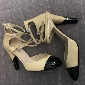Chanel Beige and Black Women's Heels